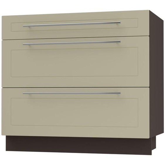 Meuble à tiroirs KVANTUM, coulisse partielle 90 cm, couleur du corps et de la façade au choix (Q-D3M/90), vanille mat, lave
