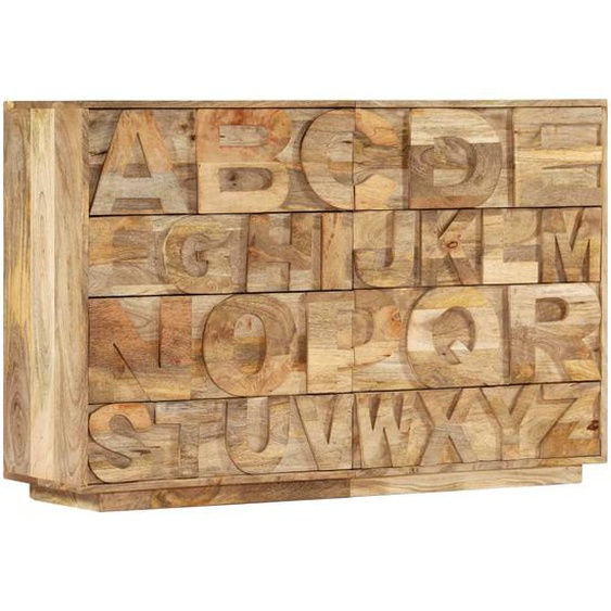 Meuble alphabétique avec 6 tiroirs 120x35x79 cm Manguier massif