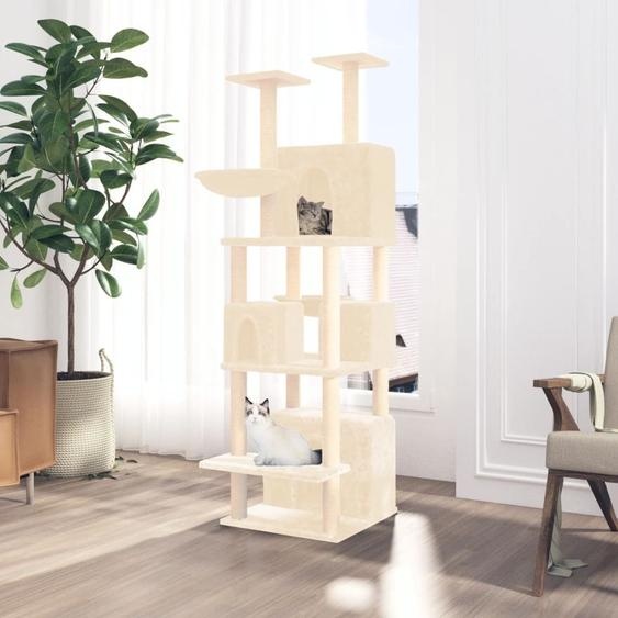 Meuble Arbre à chat avec colonnes à griffer en sisal Crème 180 cm FR77120