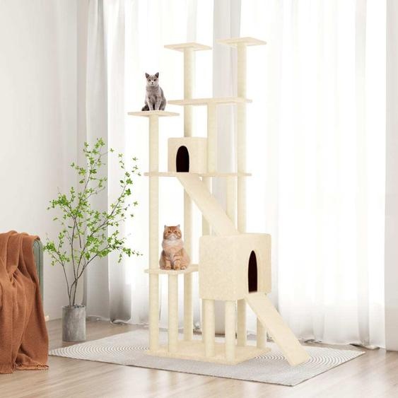 Meuble Arbre à chat avec colonnes à griffer en sisal Crème 190 cm - Arbres à chat 171648
