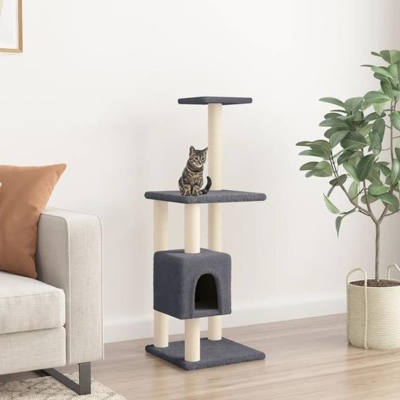 Meuble Arbre à chat avec colonnes à griffer en sisal Gris foncé 104 cm - Arbres à chat 171471