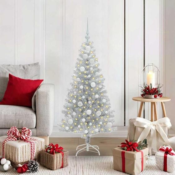 Meuble Arbre de Noël 150 LED avec support Argent 120 cm PET - 7981729