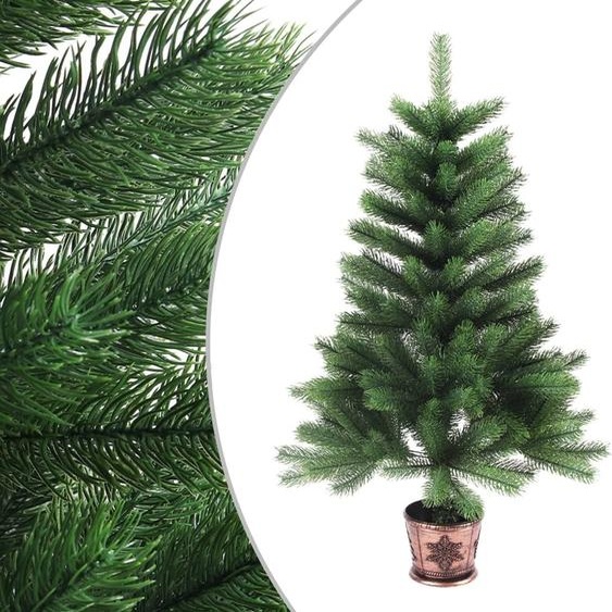 Meuble Arbre de Noël artificiel Aiguilles naturelles 90 cm Vert 2025