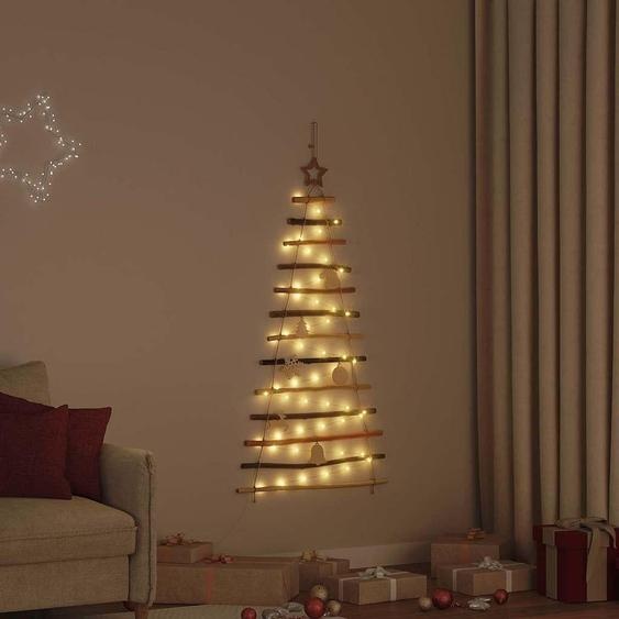 Meuble Arbre de Noël avec 50 LED Naturel 120 cm Bois de frêne massif - 2757924