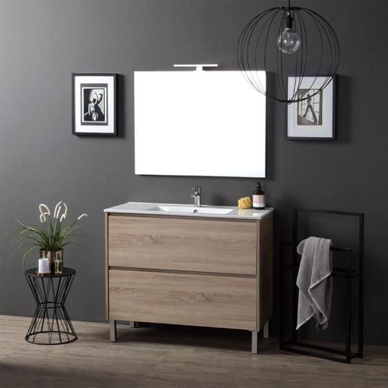 MEUBLE AVEC LAVABO À POSER 100 CM CHÊNE | LAGUNA