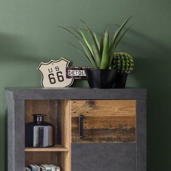 trendteam smart living buffet commode de salon avec beaucoup despace de rangement, Indy, 87 x 118 x 34 cm, Chêne Scié, Blanc