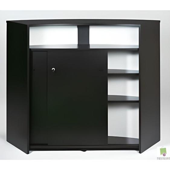 Comptoir dAccueil 2 Portes Noir 4 Niches Serrure 134,5 x 104,8 x 55,3 cm - Blanc - L 134.5 x l 55.3 x H 104.8 cm