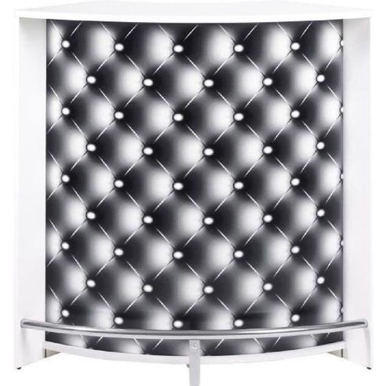 Meuble Bar Comptoir Cuisine Blanc 107 cm - Capitons 911 - L 106.9 x l 53.3 x H 104.8 cm