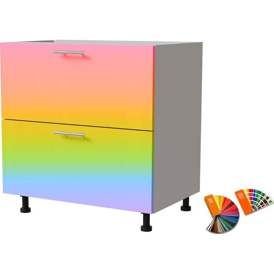 Meuble bas à tiroirs BRERRA 80 x 82 cm, laqué, finition au choix : BR-D2 - 80, couleur RAL au choix (K5 / K7), blanc, Blum Metabox (tiroir à sortie partielle)