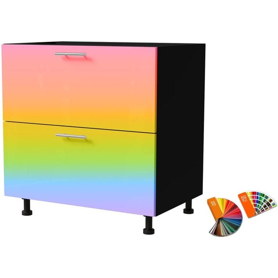 Meuble bas à tiroirs BRERRA 80 x 82 cm, laqué, finition au choix BR-D2 - 80, couleur RAL au choix (K5 / K7), noir, Blum Metabox (tiroir à sortie partielle)