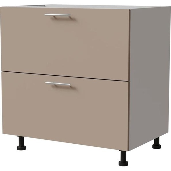 Meuble bas à tiroirs BRERRA 80 x 82 cm, laqué, finition au choix BR-D2 - 80, RAL 1016 gris-beige mat, blanc, HETTICH InnoTech Atira (tiroirs à sortie totale)