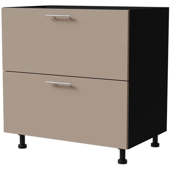Meuble bas à tiroirs BRERRA 80 x 82 cm, laqué, finition au choix : BR-D2 - 80, RAL 1016 gris-beige mat, noir, HETTICH InnoTech Atira (tiroirs à sortie totale)