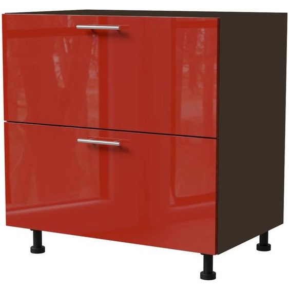 Meuble bas à tiroirs BRERRA 80 x 82 cm, laqué, finition au choix : BR-D2 - 80, RAL 3002 rouge carmin brillant, lava, HETTICH InnoTech Atira (tiroirs à sortie totale)