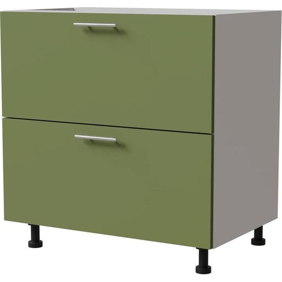 Meuble bas à tiroirs BRERRA 80 x 82 cm, laqué, finition au choix BR-D2 - 80, RAL 6025 vert fougère mat, blanc, Blum Metabox (tiroir à sortie partielle)