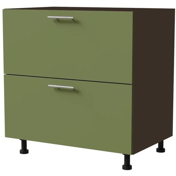 Meuble bas à tiroirs BRERRA 80 x 82 cm, laqué, finition au choix BR-D2 - 80, RAL 6025 vert fougère mat, lave, Blum Metabox (tiroir à sortie partielle)