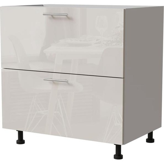 Meuble bas à tiroirs BRERRA 80 x 82 cm, laqué. Finition au choix : BR-D2 - 80, RAL 9001 crème brillant, blanc, REJS Comfort Box (tiroirs à sortie totale)