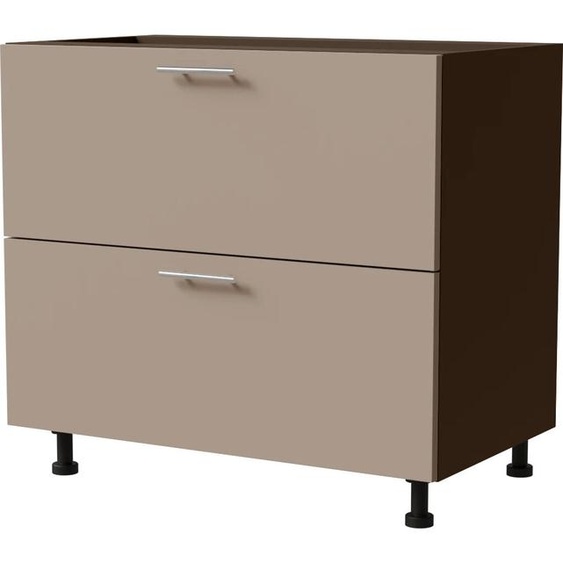 Meuble bas à tiroirs BRERRA 90 x 82 cm, laqué, finition au choix : BR-D2 - 90, RAL 1016 gris-beige mat, lava, Blum Metabox (tiroir à sortie partielle)