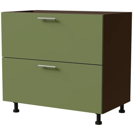 Meuble bas à tiroirs BRERRA 90 x 82 cm, laqué, finition au choix BR-D2 - 90, RAL 6025 vert fougère mat, lave, HETTICH InnoTech Atira (tiroirs à sortie totale)