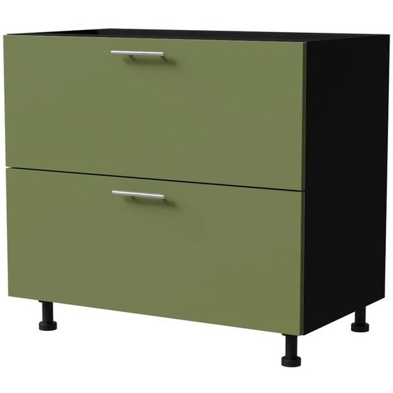 Meuble bas à tiroirs BRERRA 90 x 82 cm, laqué, finition au choix BR-D2 - 90, RAL 6025 vert fougère mat, noir, HETTICH InnoTech Atira (tiroirs à sortie totale)