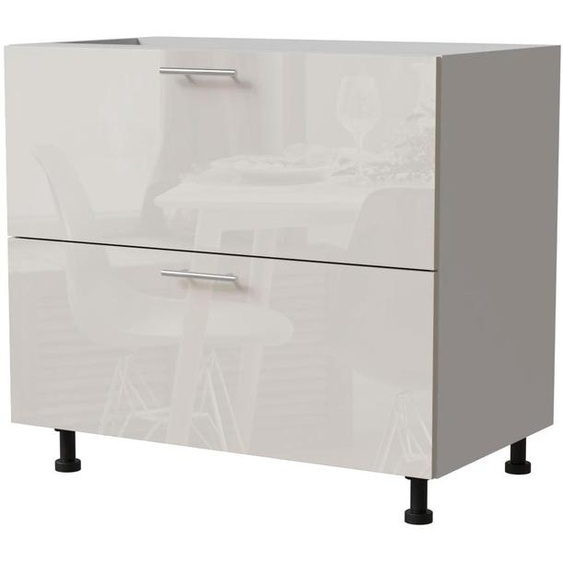 Meuble bas à tiroirs BRERRA 90 x 82 cm, laqué, finition au choix BR-D2 - 90, RAL 9001 crème, brillant, blanc, Blum Metabox (tiroir à sortie partielle)