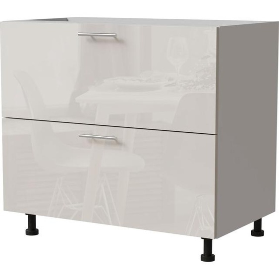 Meuble bas à tiroirs BRERRA 90 x 82 cm, laqué, finition au choix : BR-D2 - 90, RAL 9001 crème brillant, blanc, REJS Comfort Box (tiroirs à sortie totale)