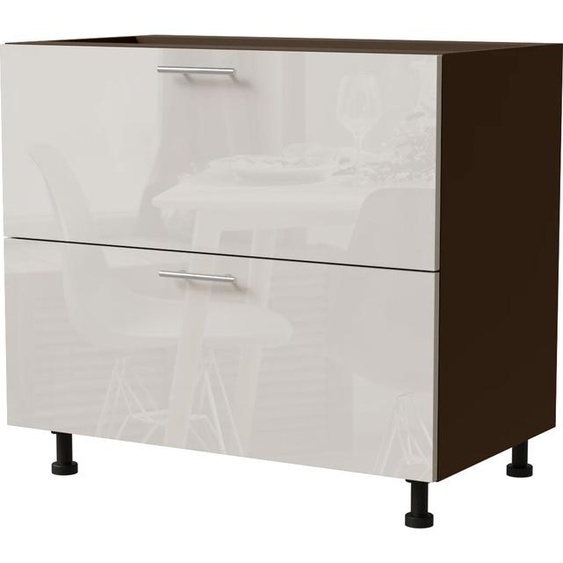Meuble bas à tiroirs BRERRA 90 x 82 cm, laqué, finition au choix : BR-D2 - 90, RAL 9001 crème brillant, lava, Blum Metabox (tiroir à sortie partielle)