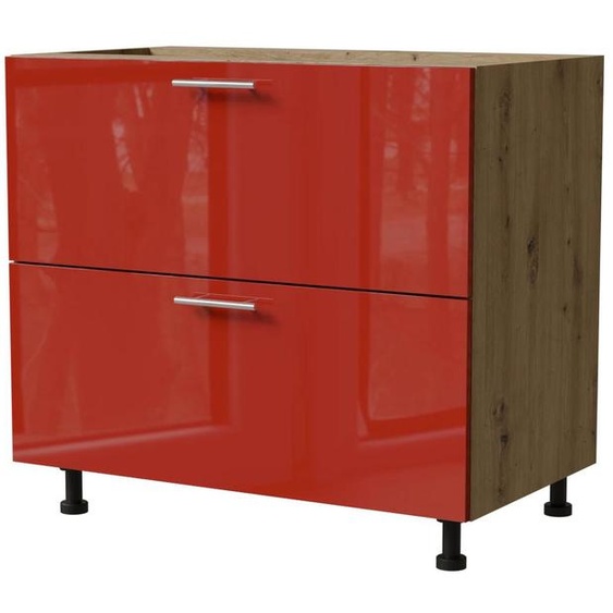 Meuble bas à tiroirs BRERRA 90 x 82 cm, laqué. Finitions au choix : BR-D2 - 90, RAL 3002 rouge carmin brillant, chêne Artisan, REJS Comfort Box (tiroirs à sortie totale)