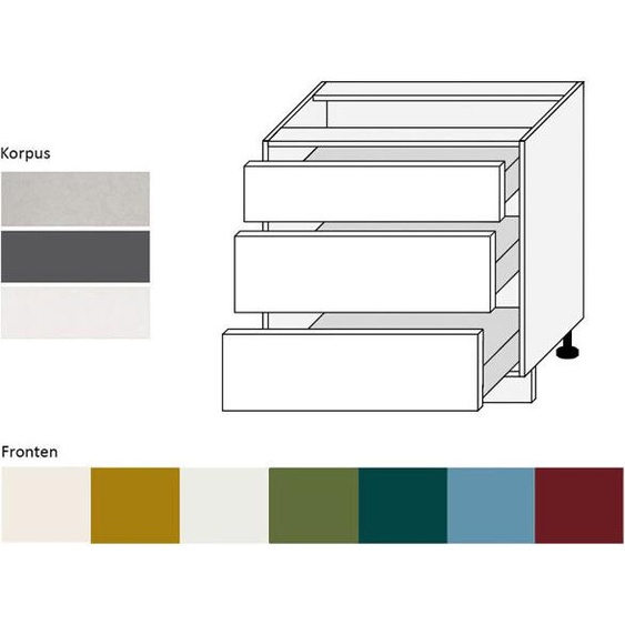 Meuble bas de cuisine 80 cm, corps couleur lava, façade bleu pastel mat RAL 5024 (RI-D3M/80)