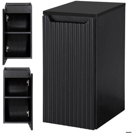 Meuble bas de salle de bain avec 1 porte NEWPORT 30 x 60 x 40 cm rainuré noir