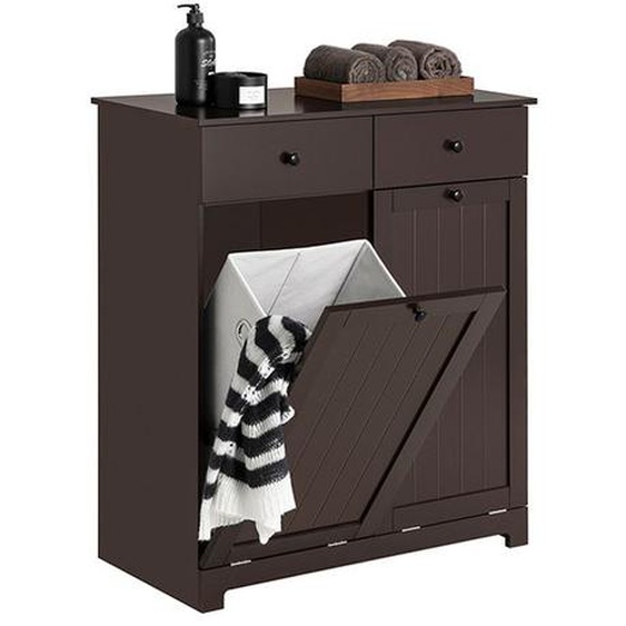 Meuble Bas de Salle de Bain BZR33-BR SoBuy avec 2 Tiroirs - L78xP38xH91cm - Marron