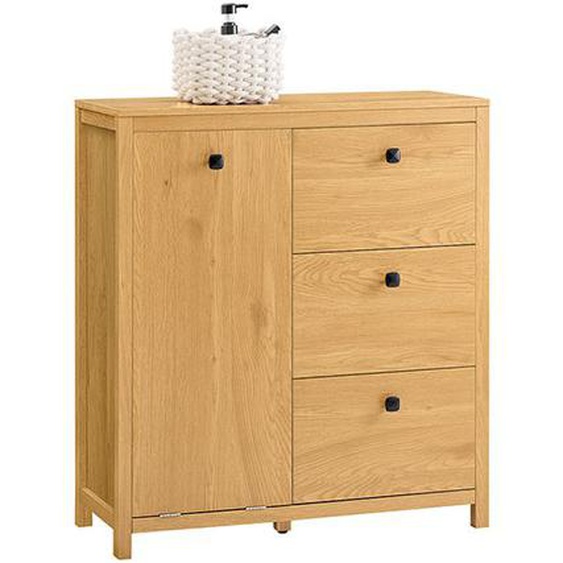 Meuble Bas de Salle de Bain BZR97-SN SoBuy - avec 3 Tiroirs - Naturel Foncé - 80x35x90 cm