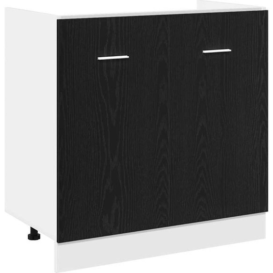 Meuble bas pour évier Chêne noir 80x46x81,5 cm Bois composite