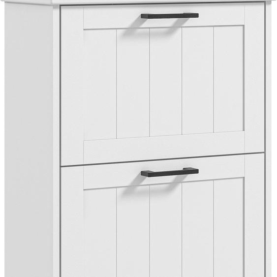 Meuble  chaussures, 2 portes abattants, tagres rglables, pour entre, couloir, 54 x 24 x 82,5 cm, blanc