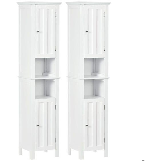 Meuble colonne de salle de bain - kleankin - MDF - 35x30x158.5cm - Blanc