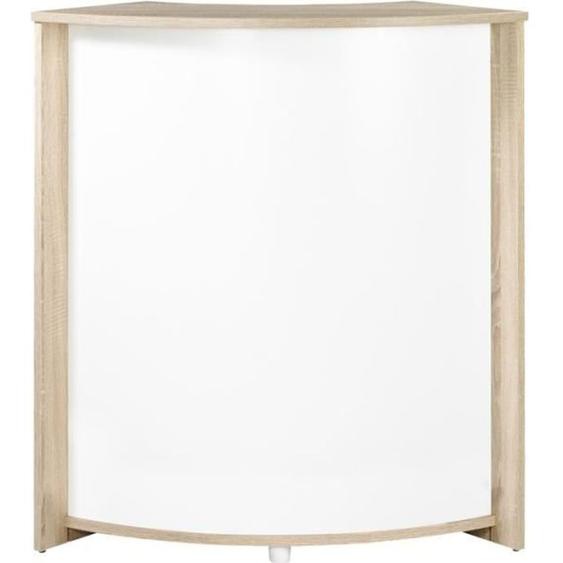 Meuble-Comptoir Bar Chêne 3 Niches 96,7 x 104,8 x 44,9 cm - Blanc - L 96.7 x l 44.9 x H 104.8 cm