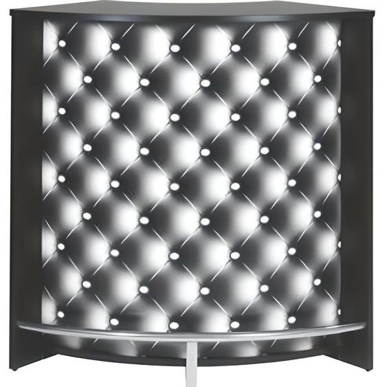 Meuble Comptoir Bar Noir 3 Niches Repose-Pieds Métal 106,9 x 104,8 x 53,3 cm - Capitons 911 - L 106.9 x l 53.3 x H 104.8 cm