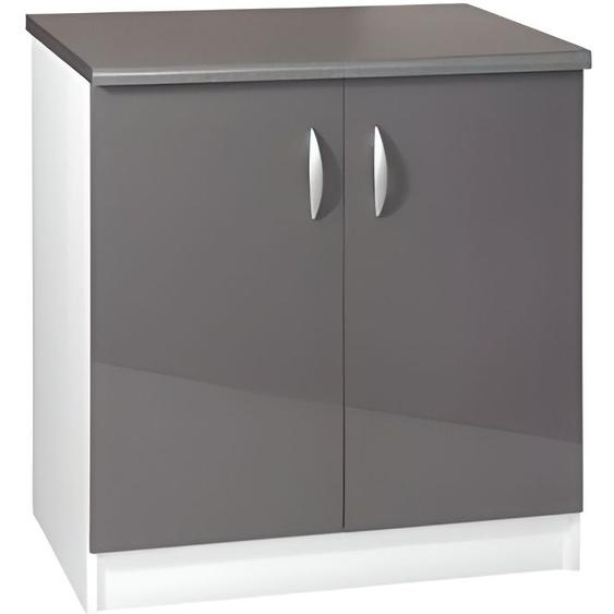Meuble cuisine bas 80 cm sous évier OXANE gris