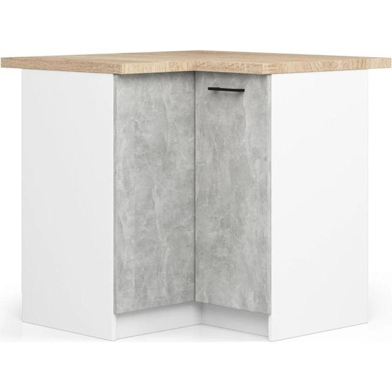 Meuble dangle de cuisine 90x90 cm VERMINA - blanc / béton
