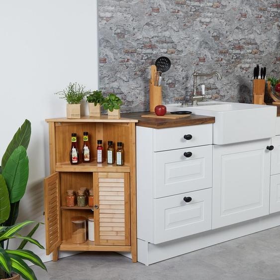 Meuble dangle en bambou - 3 étagères, portes à lamelles