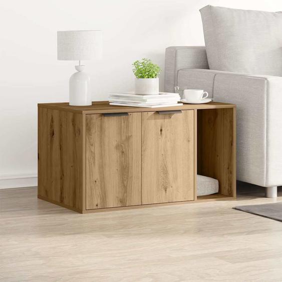 Meuble de bac à litière pour chat chêne artisanal 80x50x45 cm