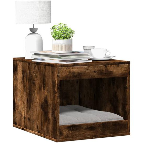 Meuble de bac à litière pour chat chêne fumé bois dingénierie