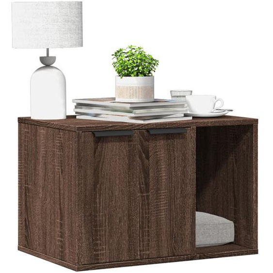 Meuble de bac à litière pour chat chêne marron bois ingénierie