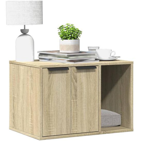 Meuble de bac à litière pour chat chêne sonoma bois ingénierie