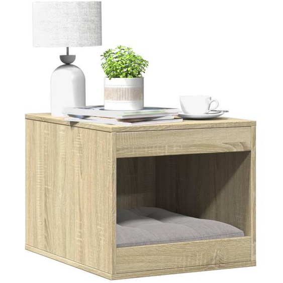 Meuble de bac à litière pour chat chêne sonoma bois ingénierie