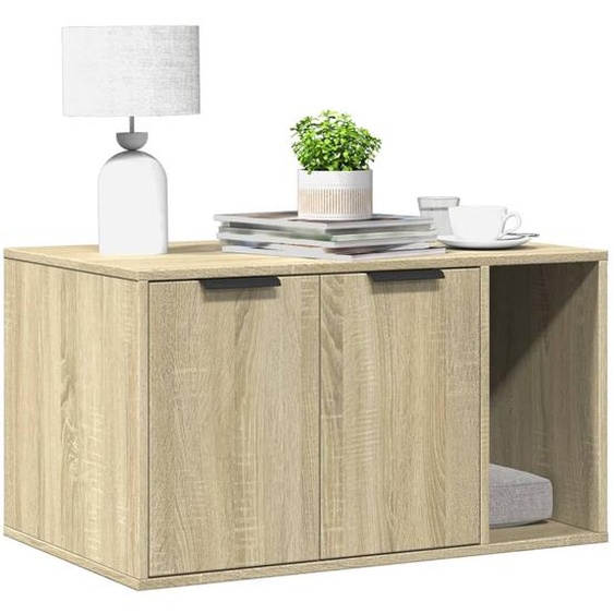 Meuble de bac à litière pour chat chêne sonoma bois ingénierie