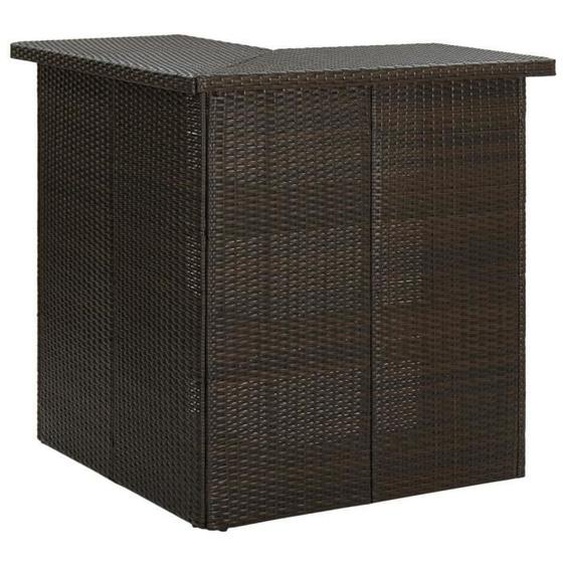 Meuble de bar de jardin 4 pcs et coussins Résine tressée Marron Mothinessto LY2138