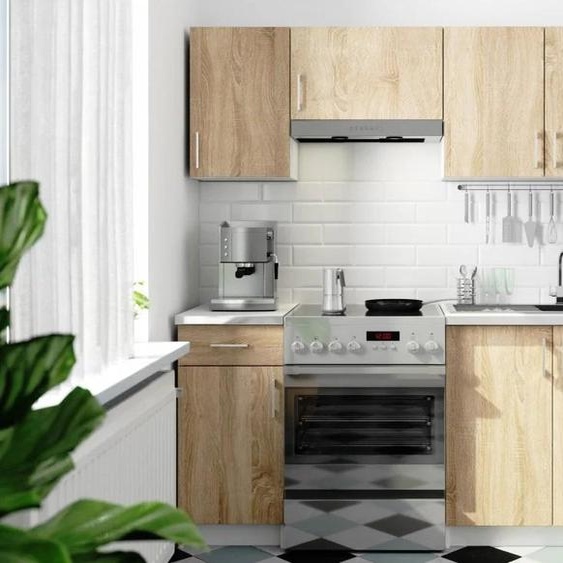 Meuble de cuisine 180 cm TRIVORA - blanc / chêne sonoma