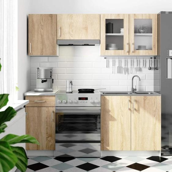 Meuble de cuisine droit 180 cm TRIVORA - chêne sonoma / blanc