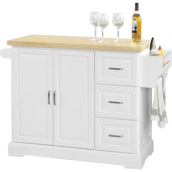 Meuble de cuisine en MDF - Îlot de cuisine - blanc - 130 x 46 x 91 cm