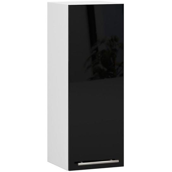 Meuble de cuisine haut AKORD W30 OLIWIA modulable Blanc 30 cm 1 porte façade Noir Brillant 2 étagères 30x30x72 cm